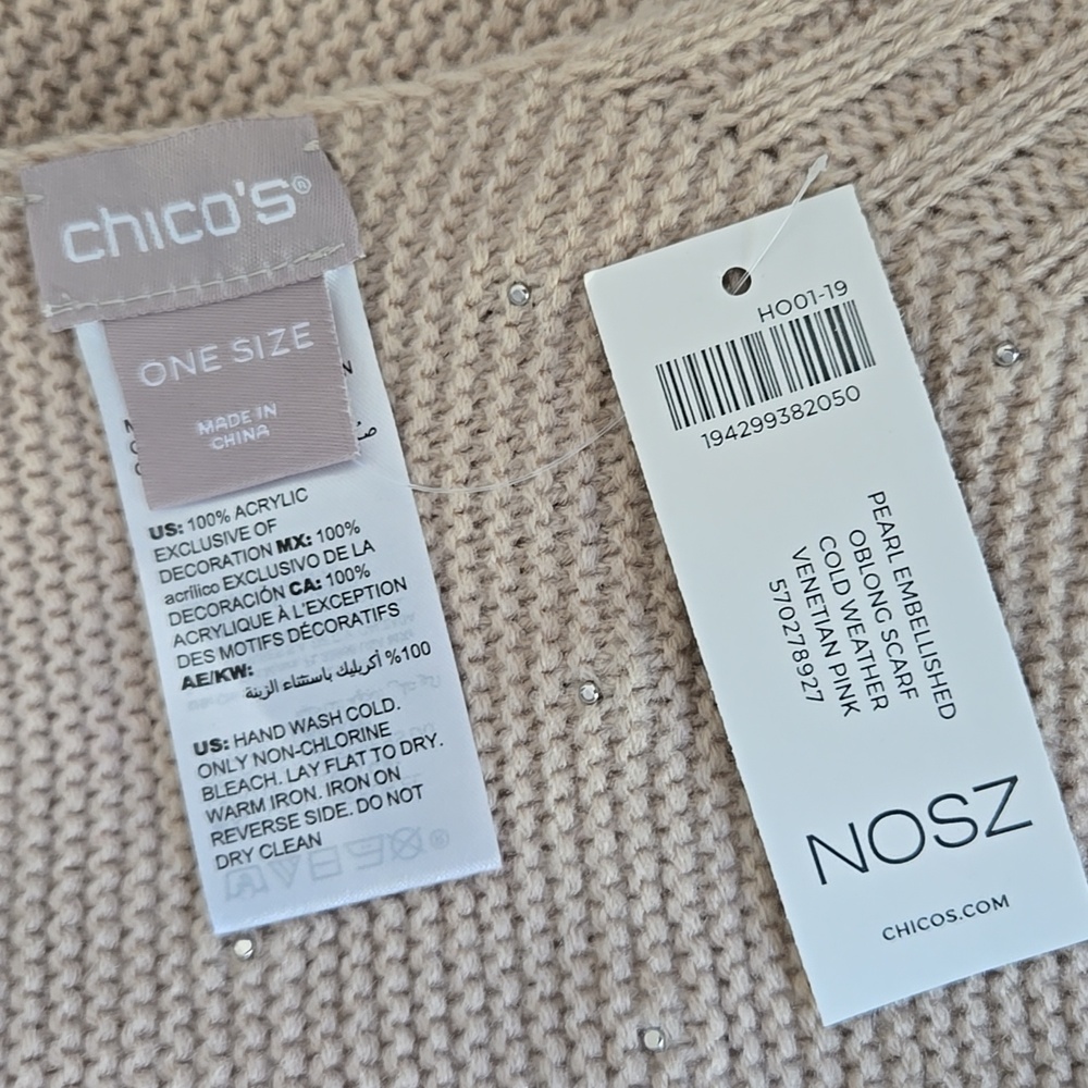 Knitted Scarf, Chicos, one size, Beige